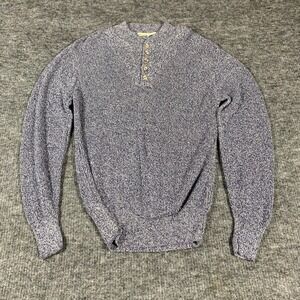 Vintage St Johns Bay Sweater Mens Large Tall Blue Marled Cotton Henley USA 90s